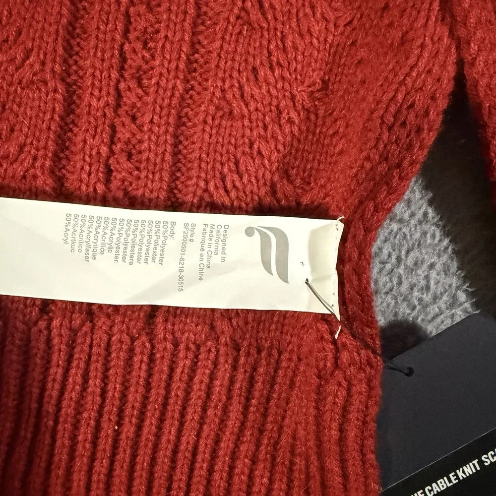 Fabletics Red Cable-Knit Winter Scarf Soft One Size Fisherman‎ NWT